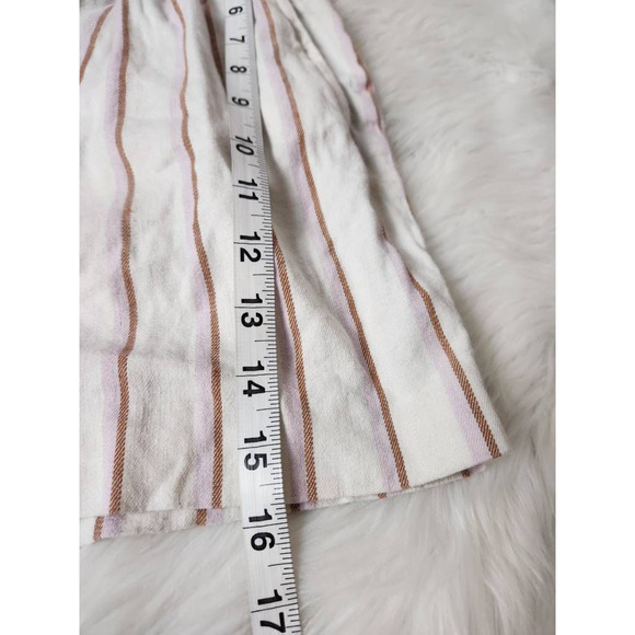 Anthropologie Womens Paperbag Shorts White Red Stripe Stretch Pull On‎ Pockets 4 - Picture 4 of 6